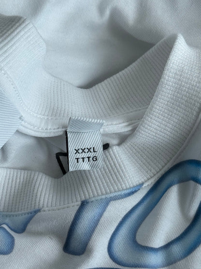 Burberry White & Blue Graffiti Graphic T-Shirt