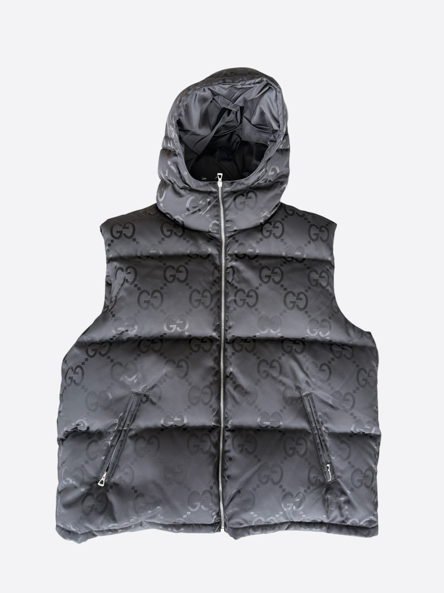 Gucci Black GG Monogram Puffer Vest