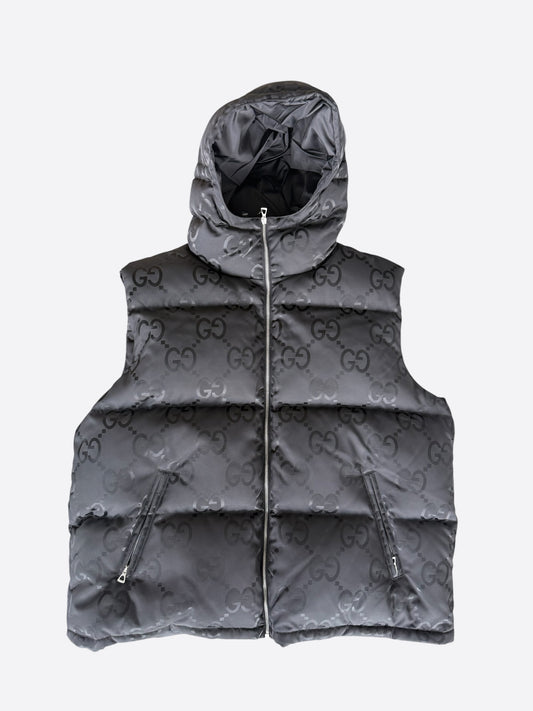 Gucci Black GG Monogram Puffer Vest
