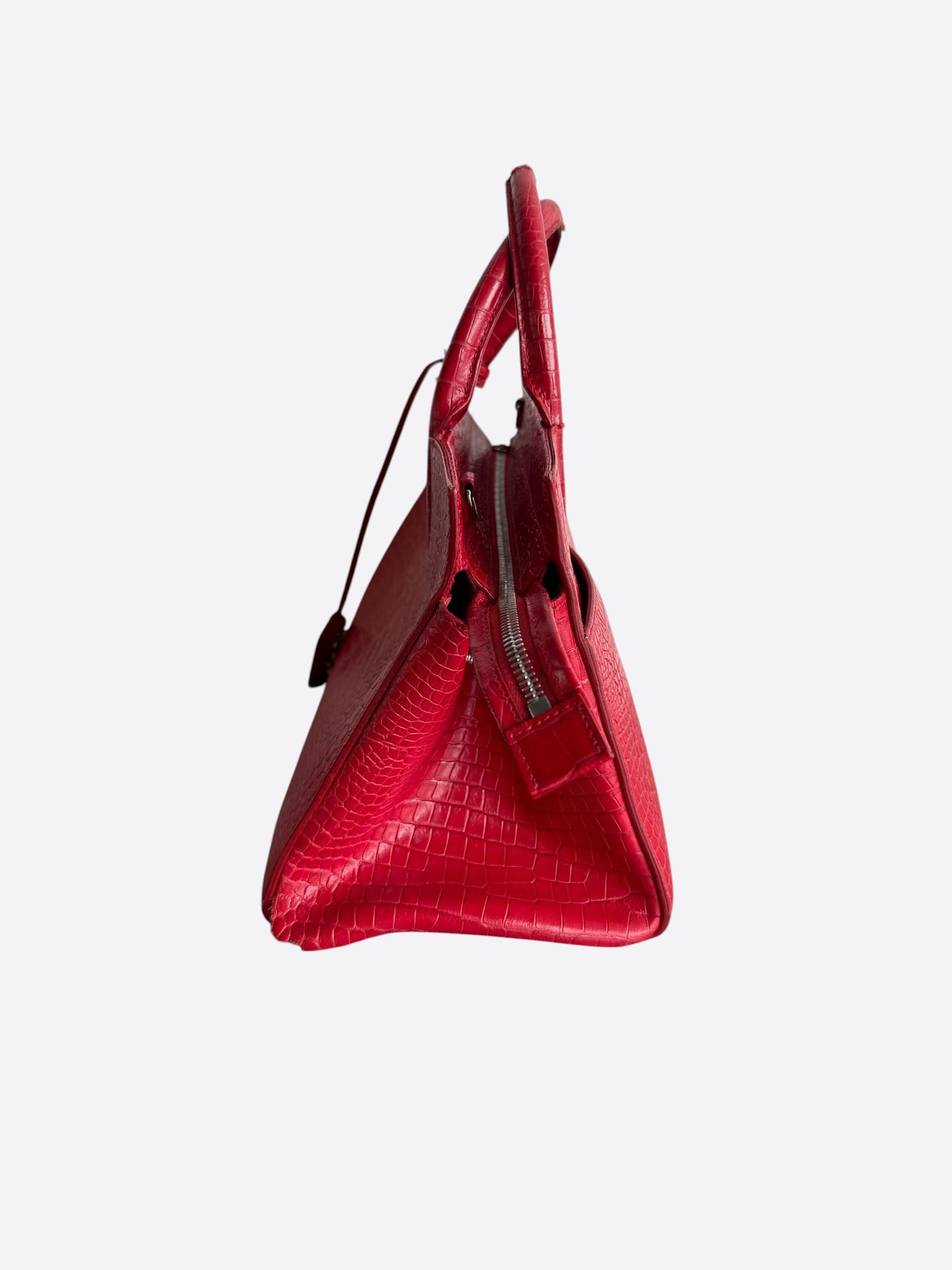 Saint Laurent Red Embossed Crocodile Rive Gauche Bag