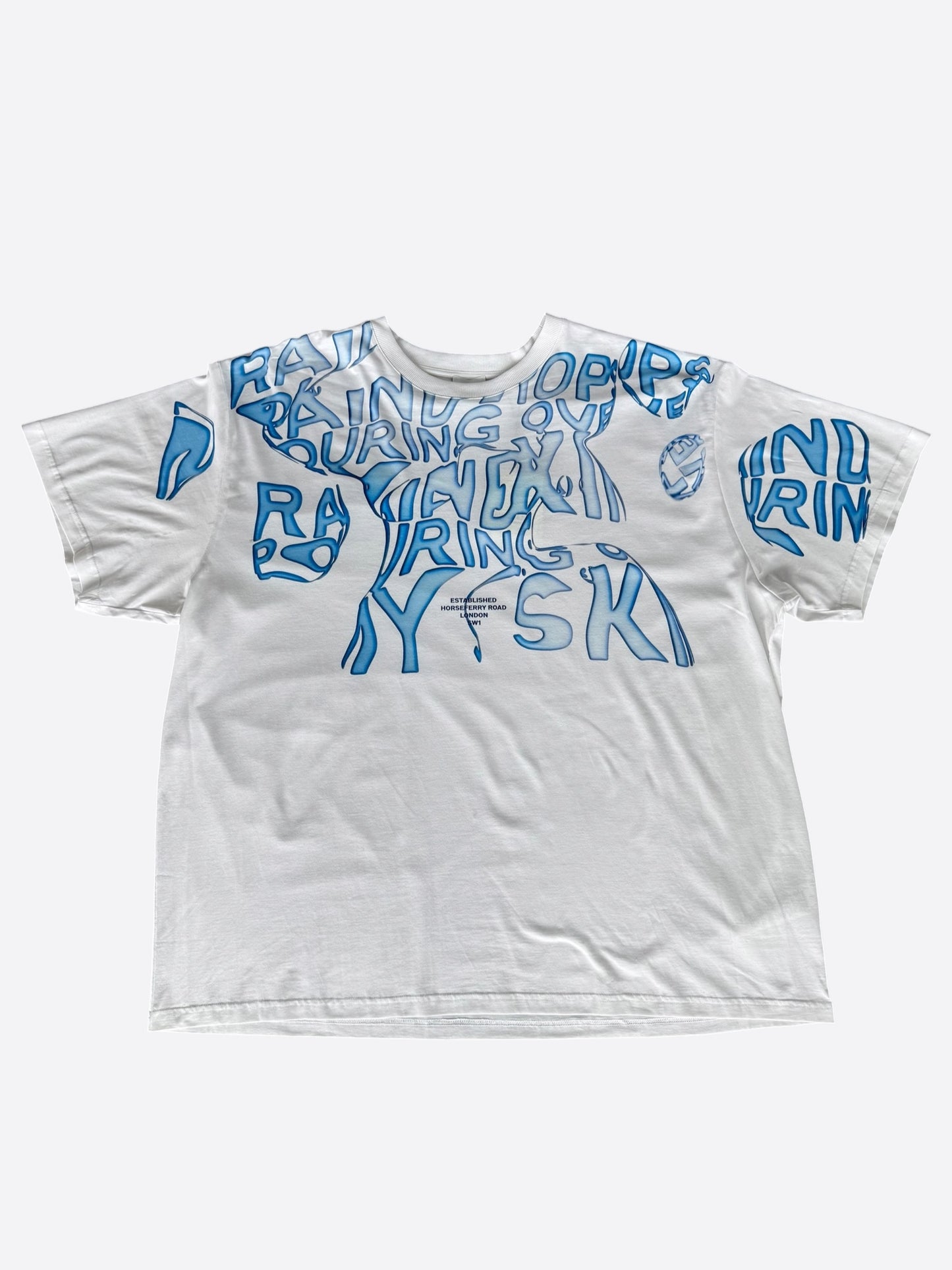 Burberry White & Blue Graffiti Graphic T-Shirt