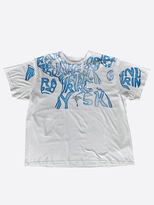 Burberry White & Blue Graffiti Graphic T-Shirt
