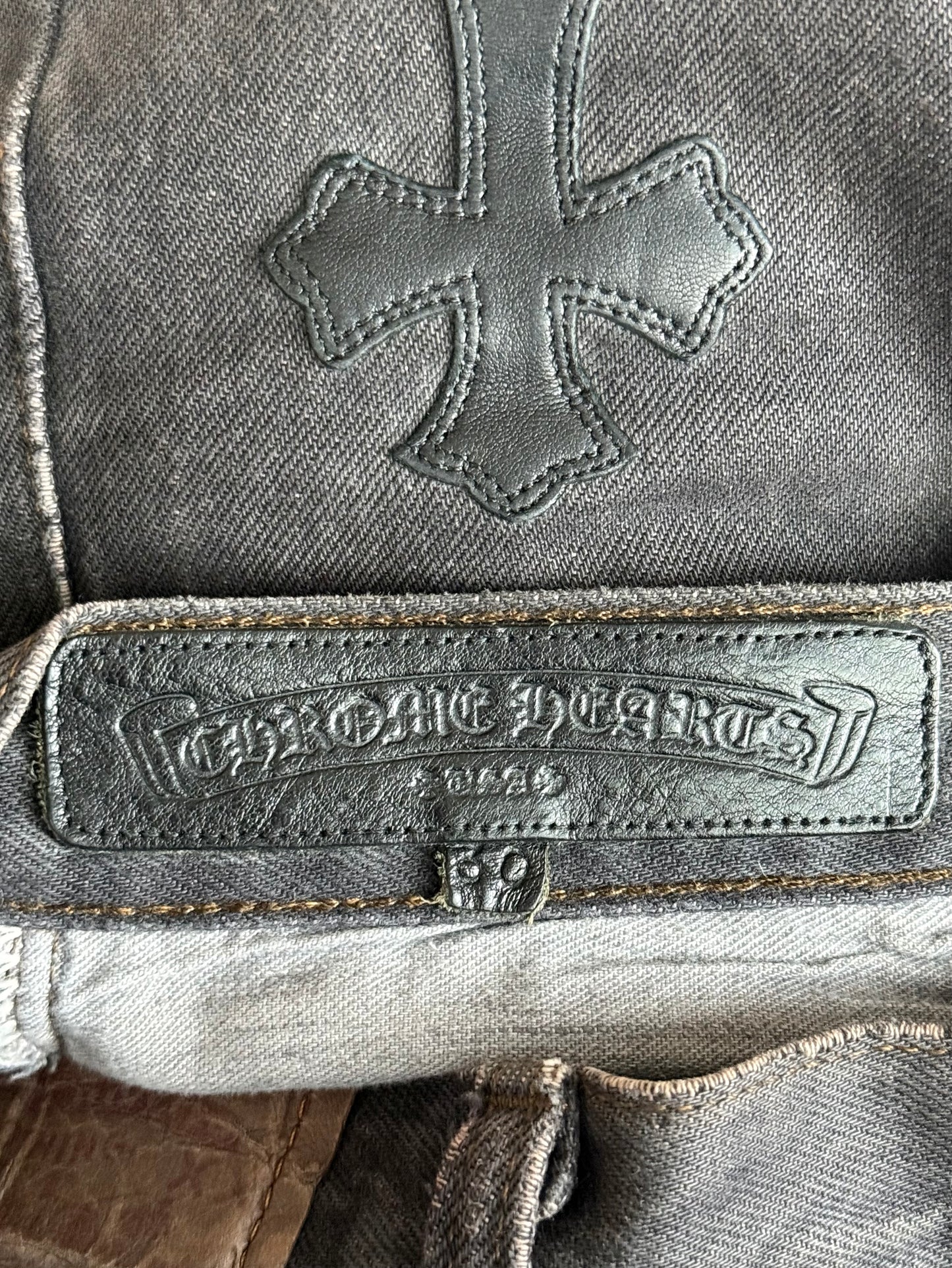 Chrome Hearts Levi's Grey & Black Cross Patch Jeans