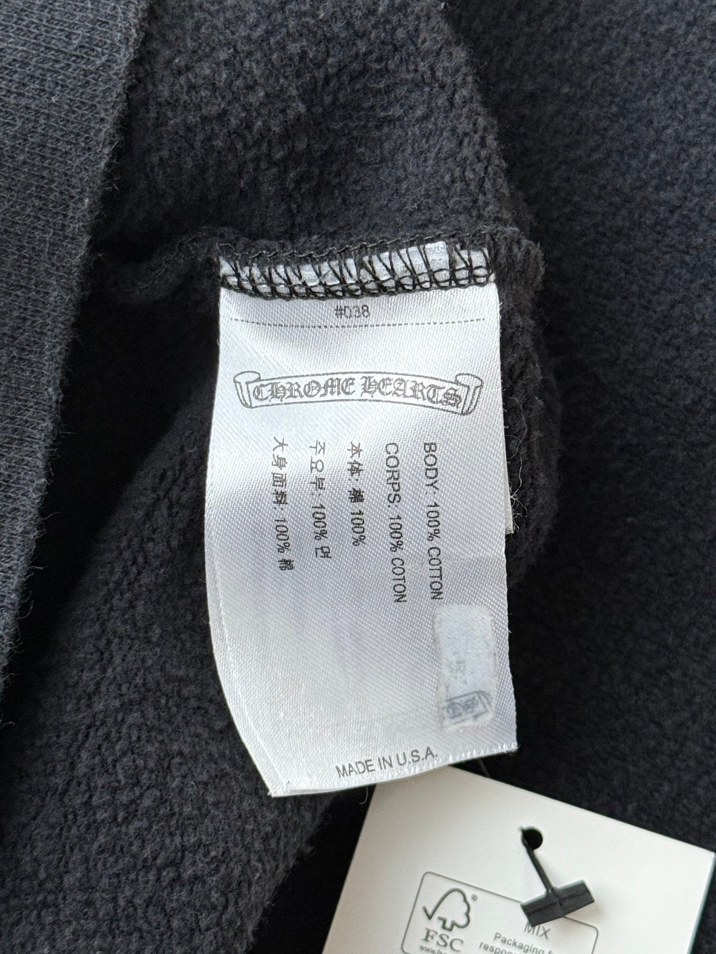 Chrome Hearts Black & White Script Logo Zip Up Hoodie