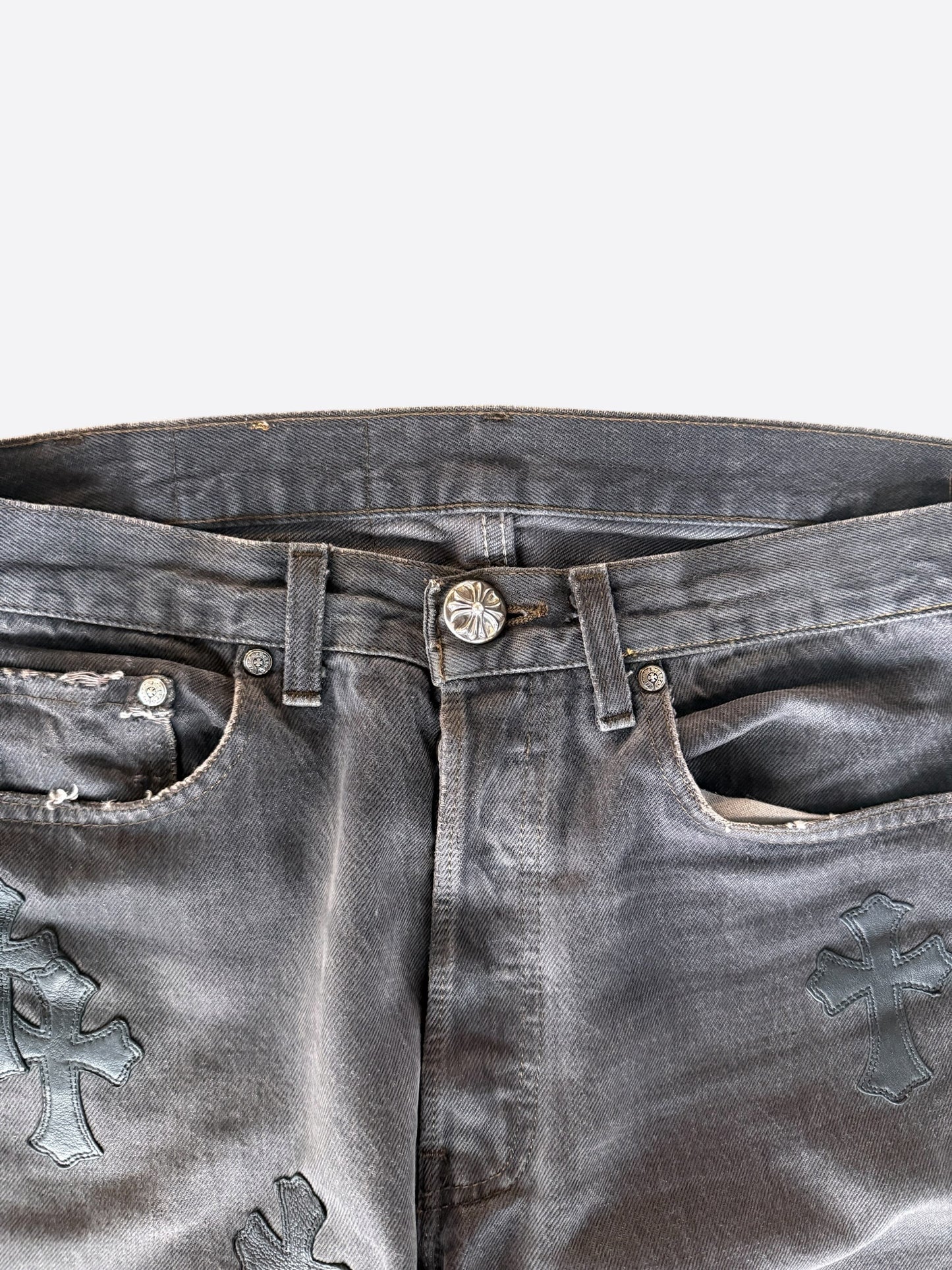Chrome Hearts Levi's Grey & Black Cross Patch Jeans