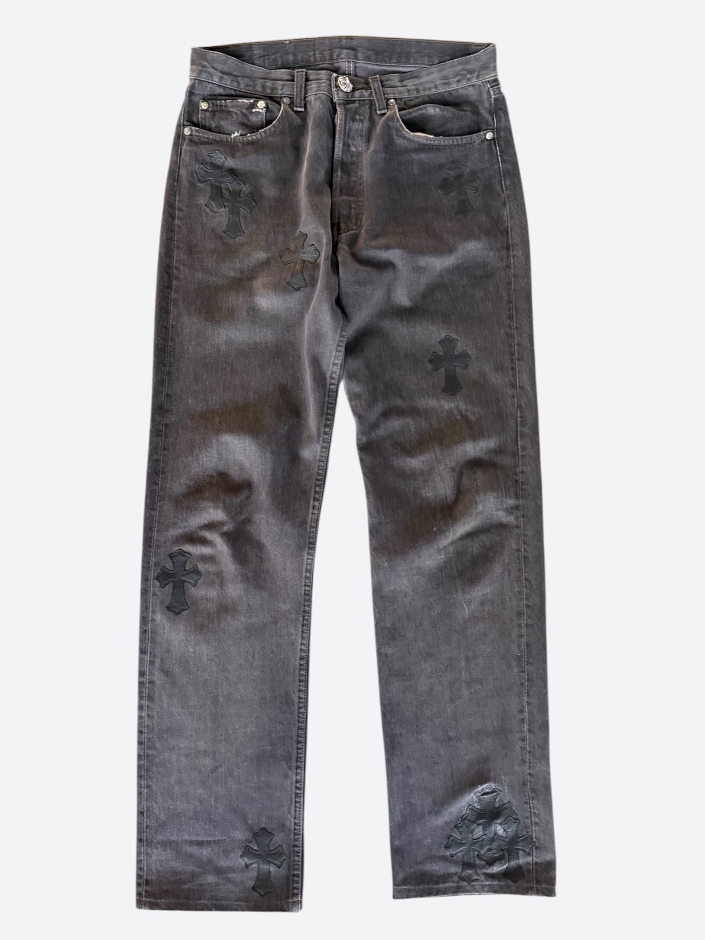 Chrome Hearts Levi's Grey & Black Cross Patch Jeans