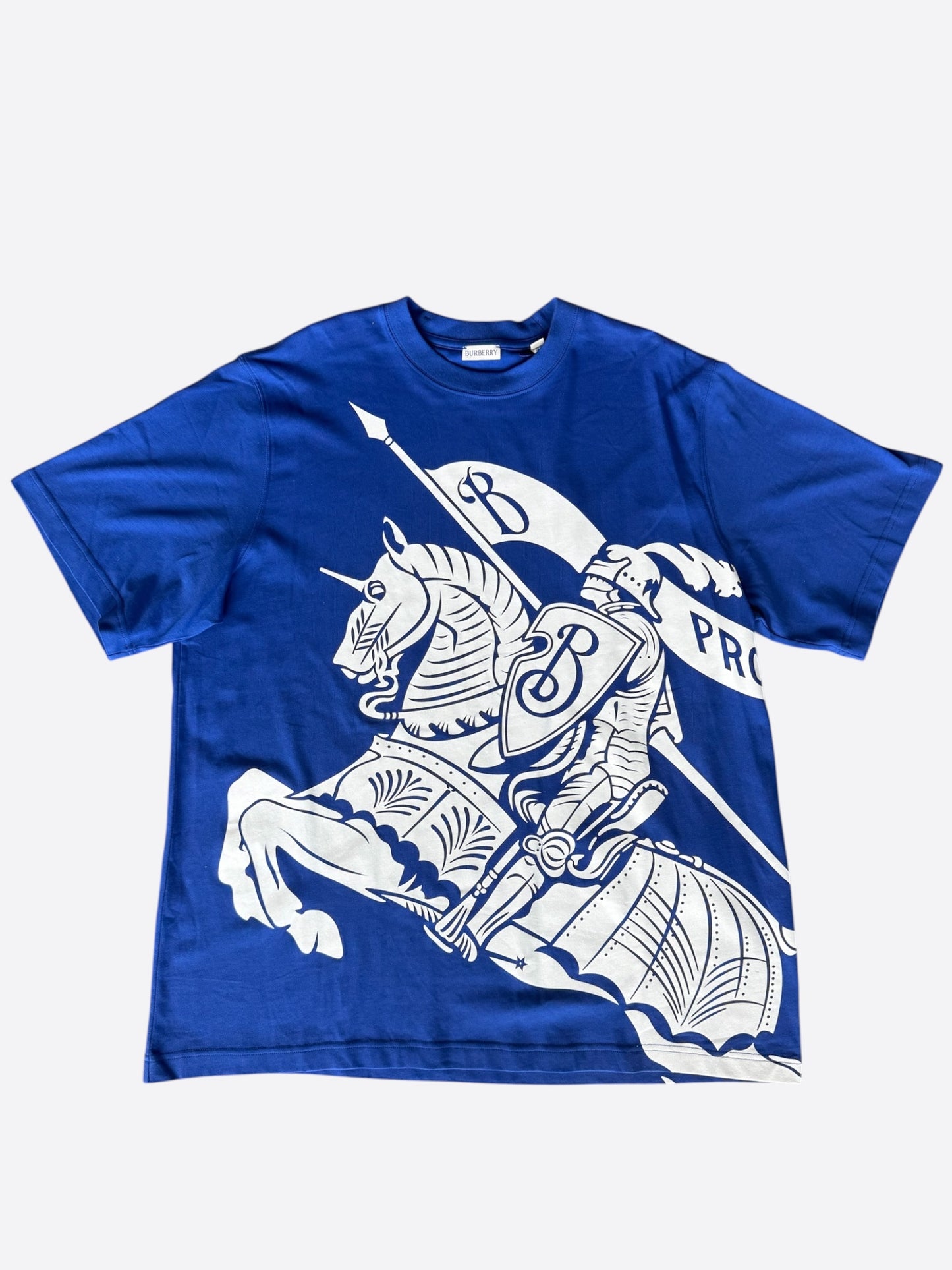 Burberry Blue & White Equestrian Knight Graphic T-Shirt