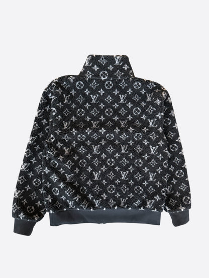 Louis Vuitton Black Monogram Fleece Zip Up Jacket