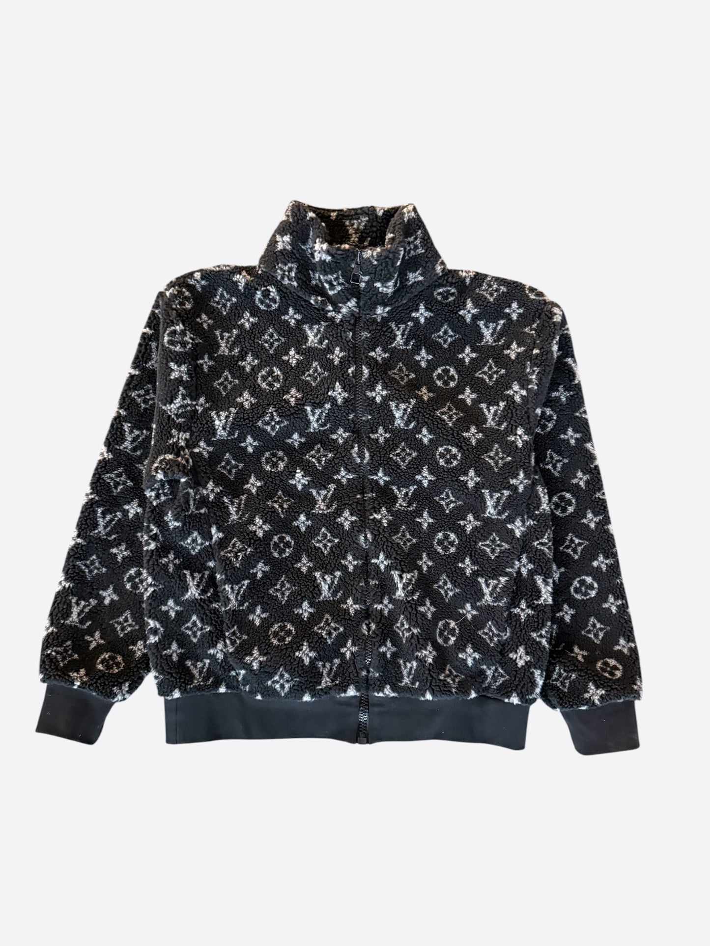 Louis Vuitton Black Monogram Fleece Zip Up Jacket