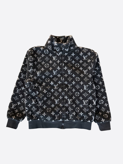 Louis Vuitton Black Monogram Fleece Zip Up Jacket
