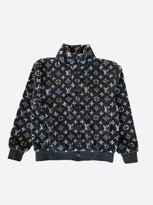 Louis Vuitton Black Monogram Fleece Zip Up Jacket