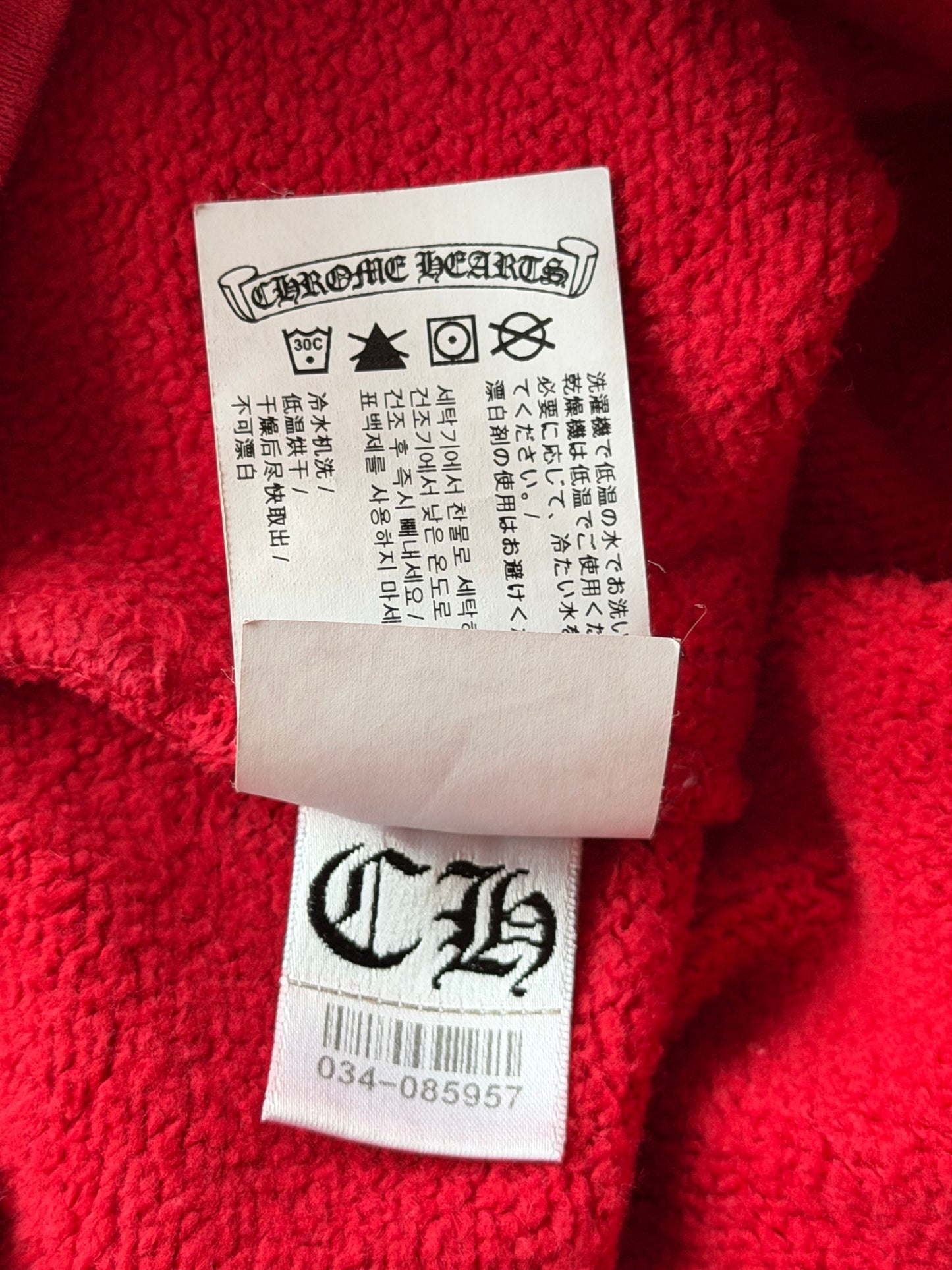 Chrome Hearts Red & White Triple Cross Embroidered Hoodie