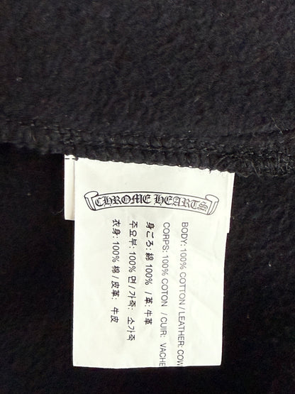 Chrome Hearts Black Leather Triple Cross Patch Zip Up Hoodie
