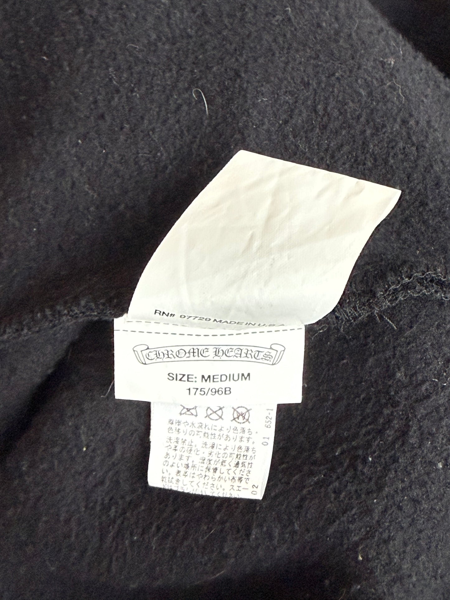 Chrome Hearts Black Leather Triple Cross Patch Zip Up Hoodie