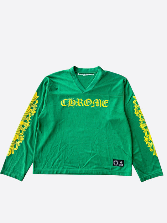 Chrome Hearts Green & Yellow Floral Nylon Mesh Longsleeve Jersey