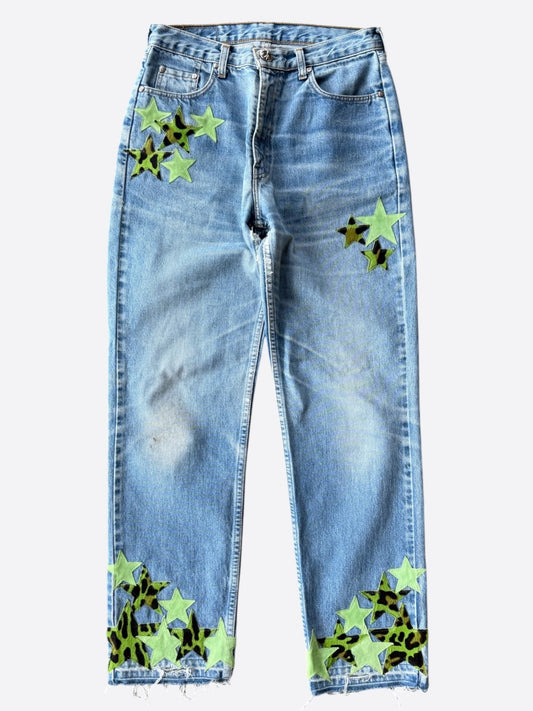 Chrome Hearts Levis Blue, Green & Cheetah Star Patch Jeans