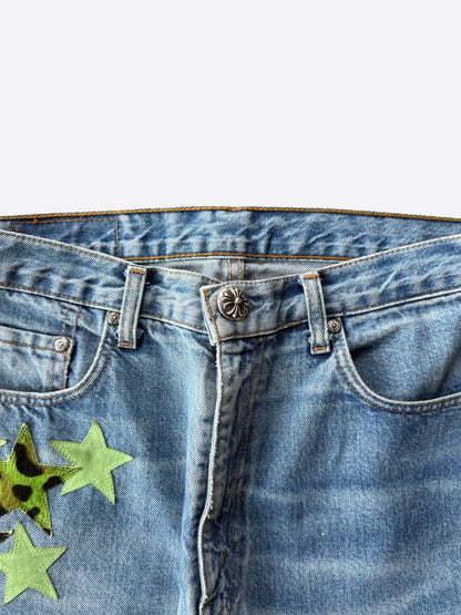 Chrome Hearts Levis Blue, Green & Cheetah Star Patch Jeans