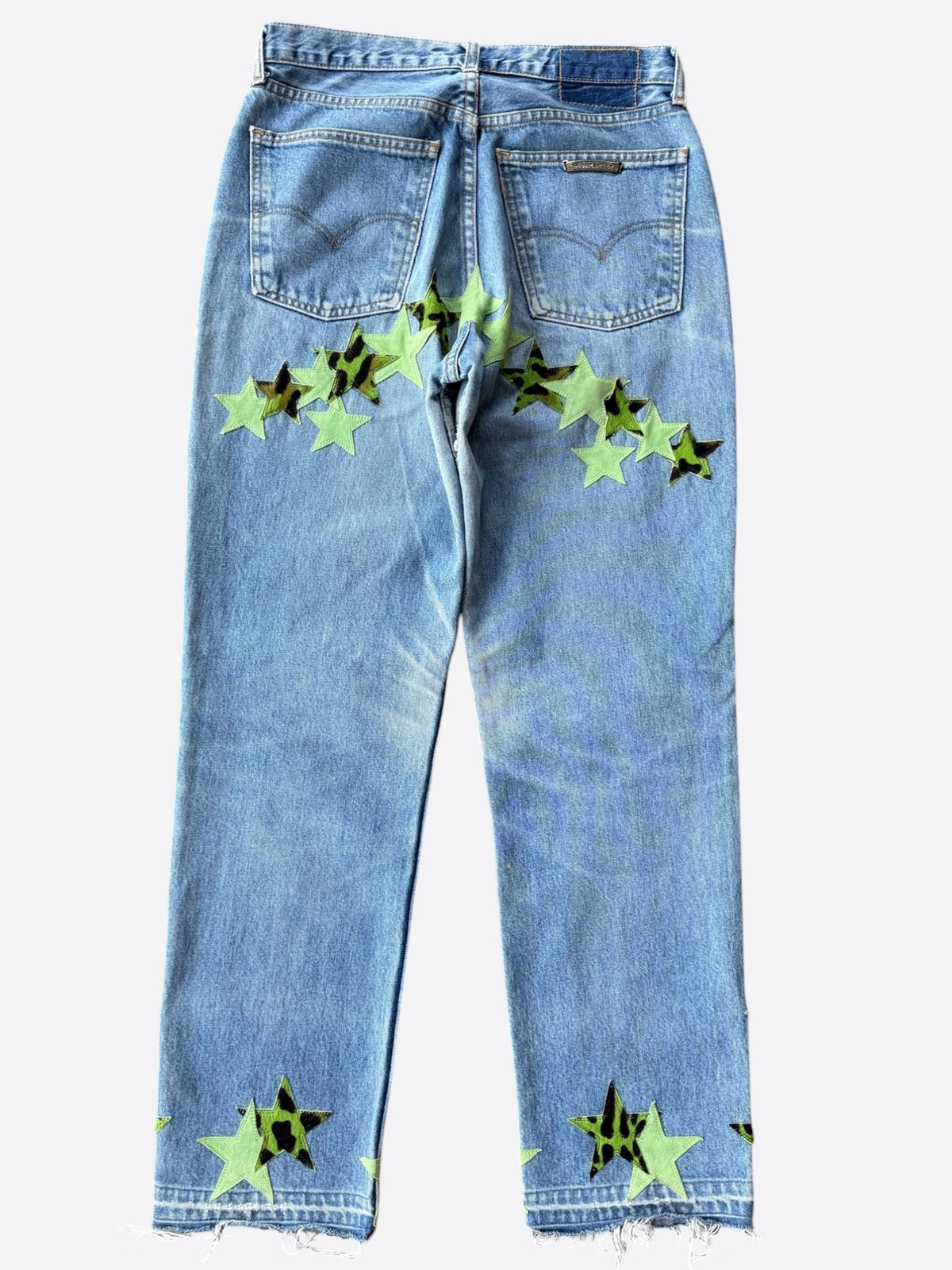 Chrome Hearts Levis Blue, Green & Cheetah Star Patch Jeans