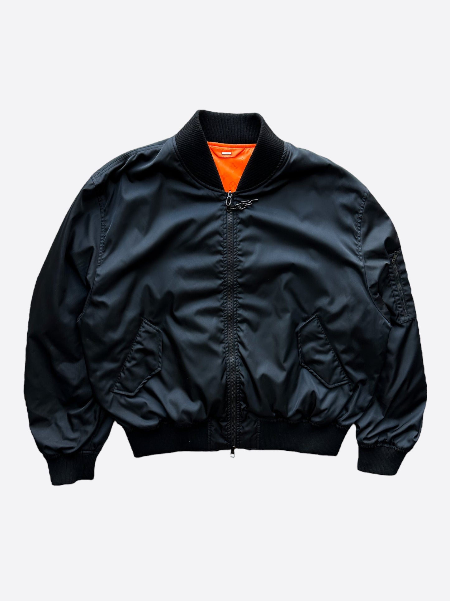 Louis Vuitton Black & Orange Monogram Reversible Bomber Jacket – Savonches
