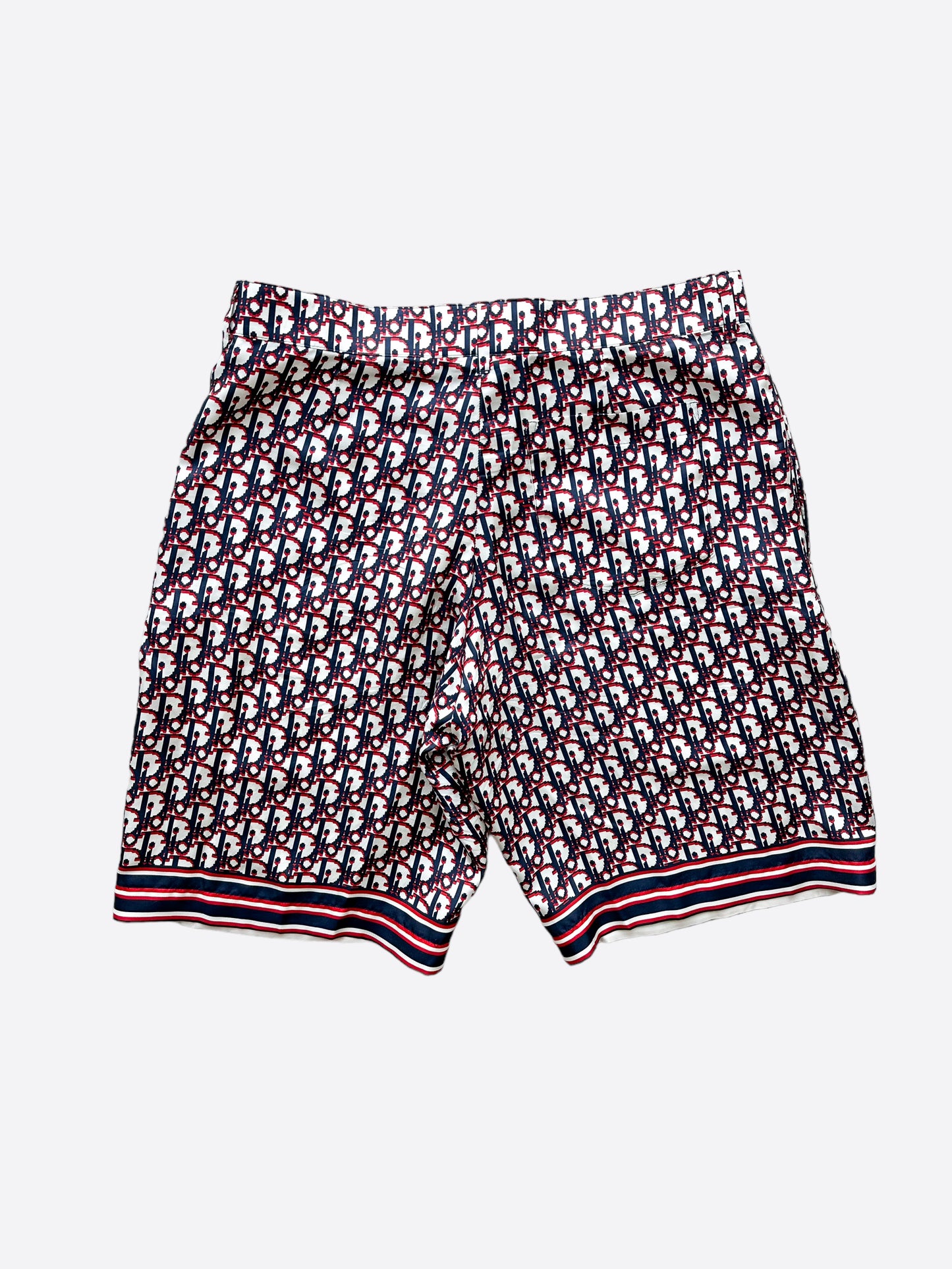 Dior Blue & Red Pixel Oblique Bermuda Silk Shorts