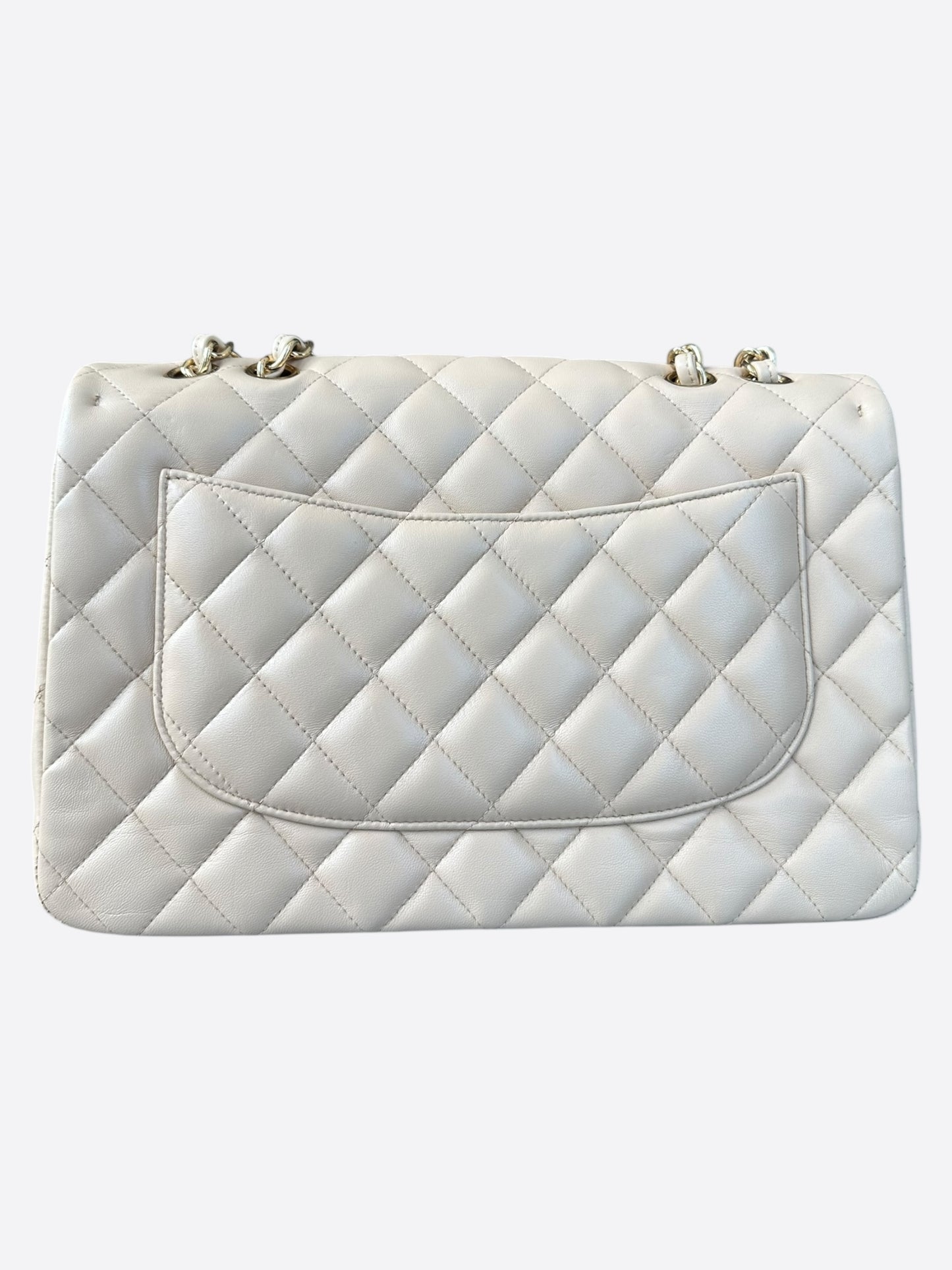 Chanel Beige Quilted Lambskin Jumbo Flap Bag