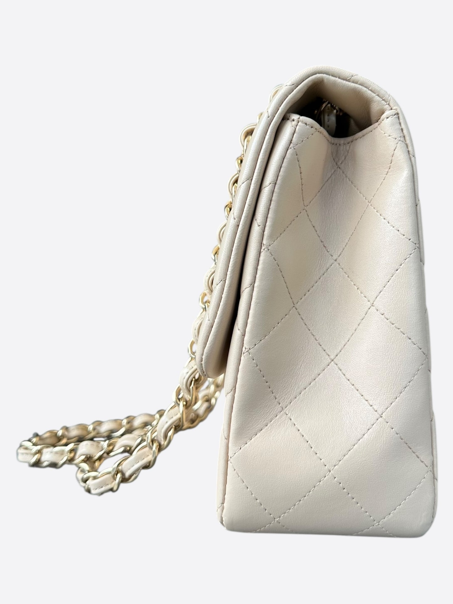 Chanel Beige Quilted Lambskin Jumbo Flap Bag