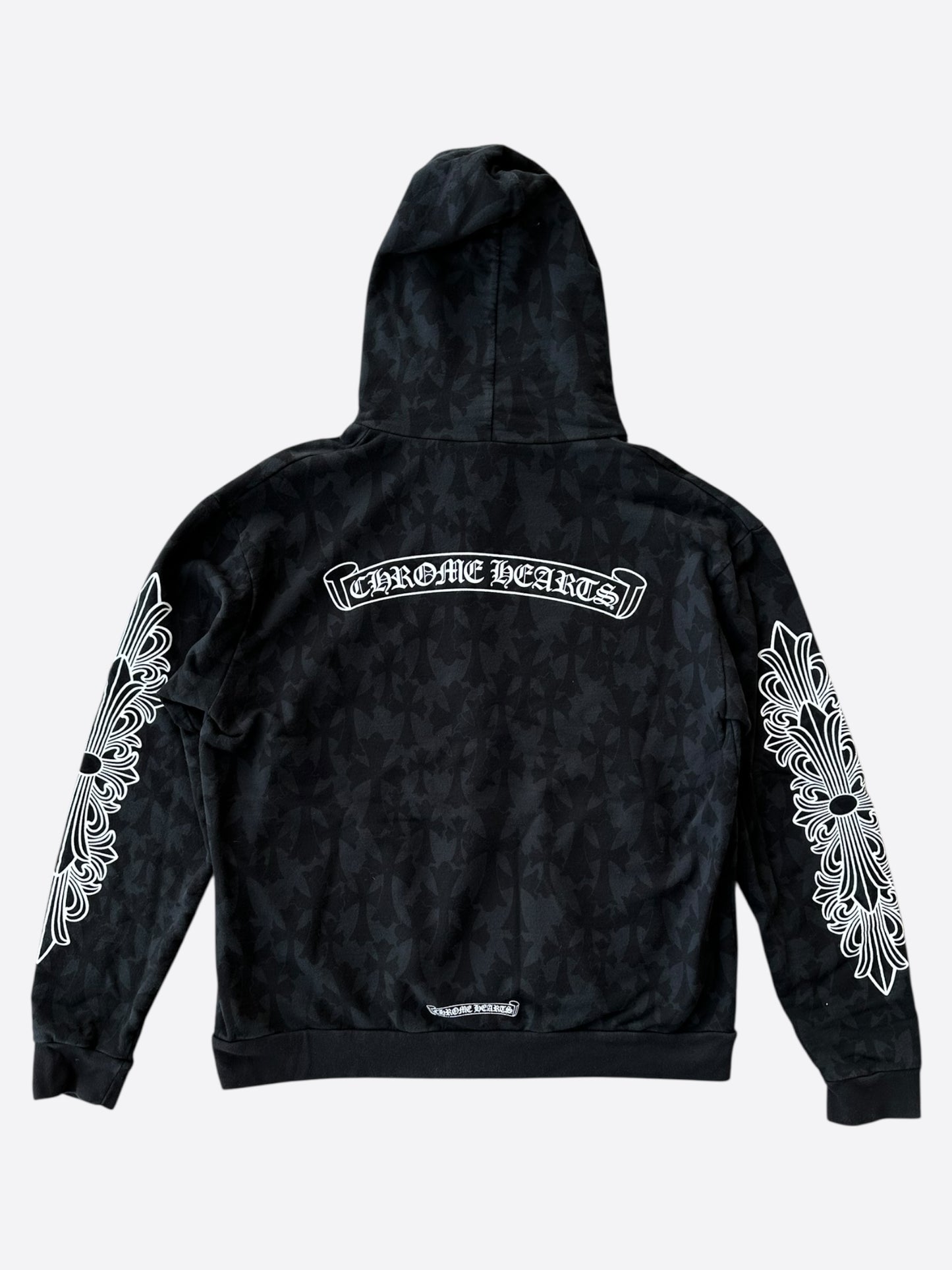 Chrome Hearts Black & White Horseshoe Logo Cross Jacquard Hoodie