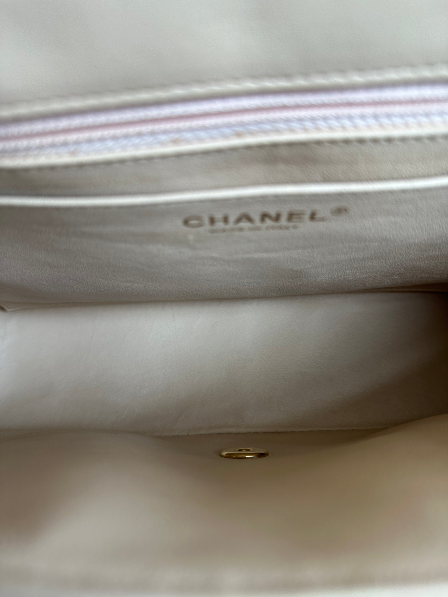 Chanel Beige Quilted Lambskin Jumbo Flap Bag