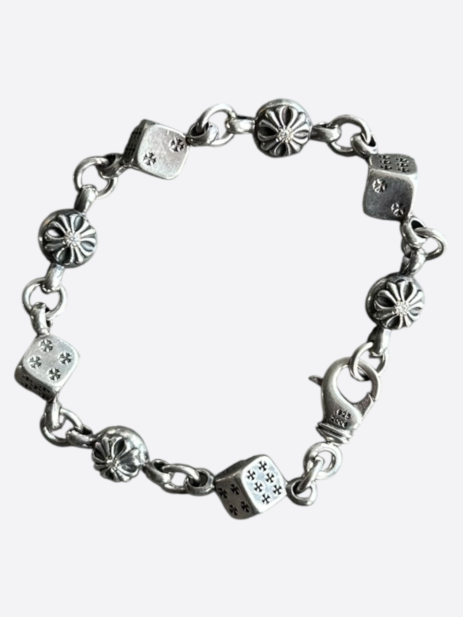 Chrome Hearts Silver & Diamond Dice Bracelet – Savonches