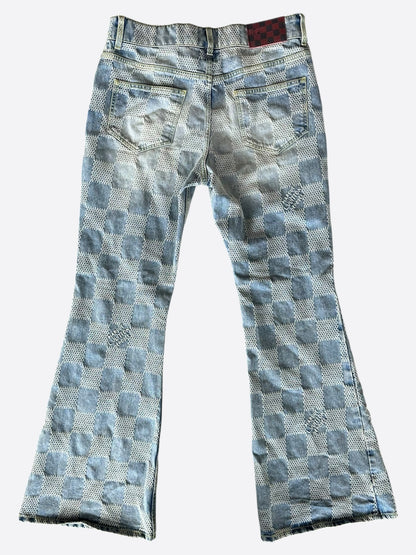 Louis Vuitton Blue Damier Flared Denim Jeans