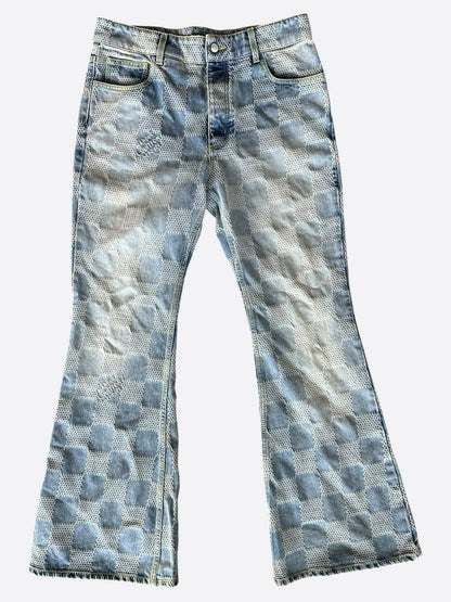 Louis Vuitton Blue Damier Flared Denim Jeans
