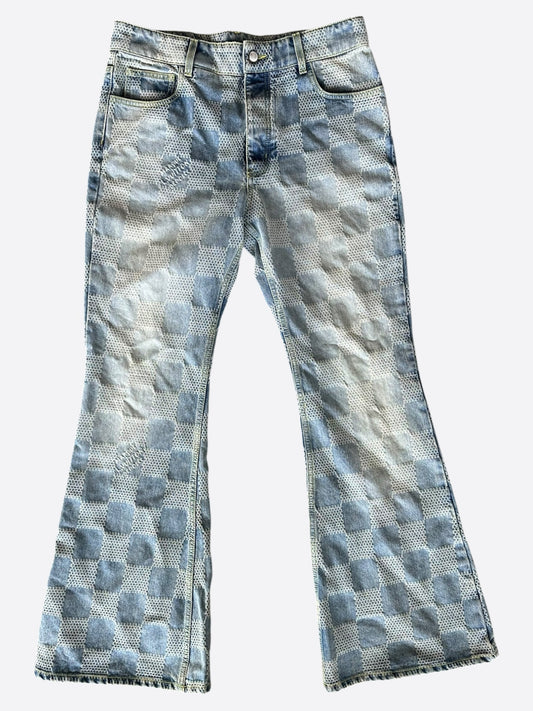 Louis Vuitton Blue Damier Flared Denim Jeans