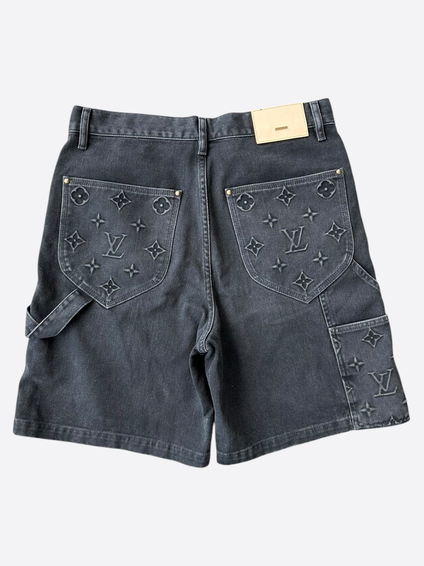 Louis Vuitton Washed Black Monogram Carpenter Shorts