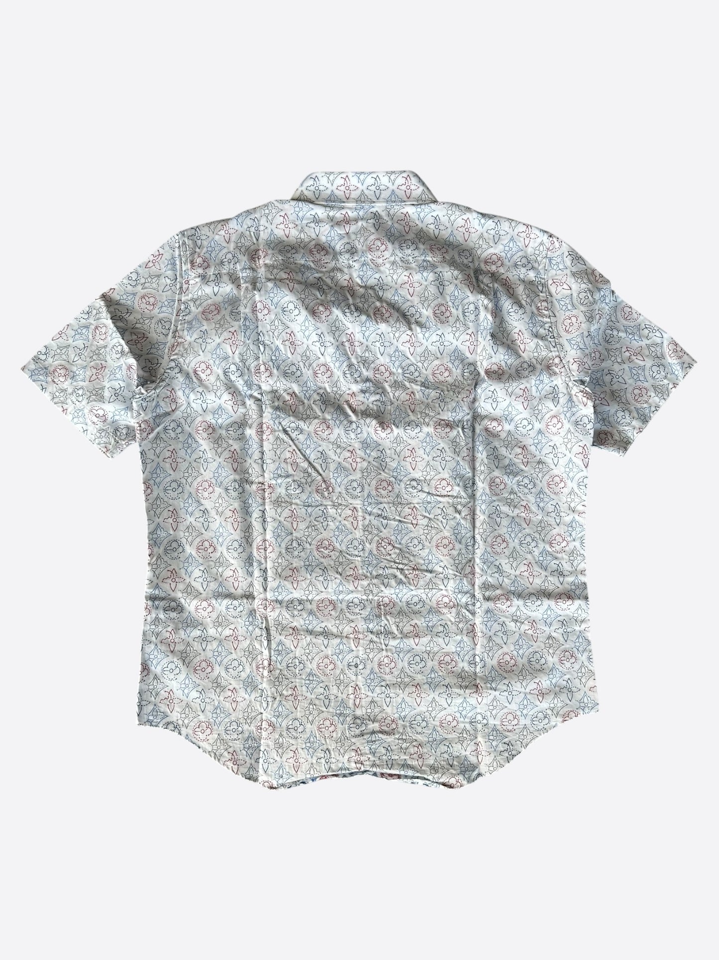 Louis Vuitton White Multicolor Embroidered Monogram Button Up Shirt
