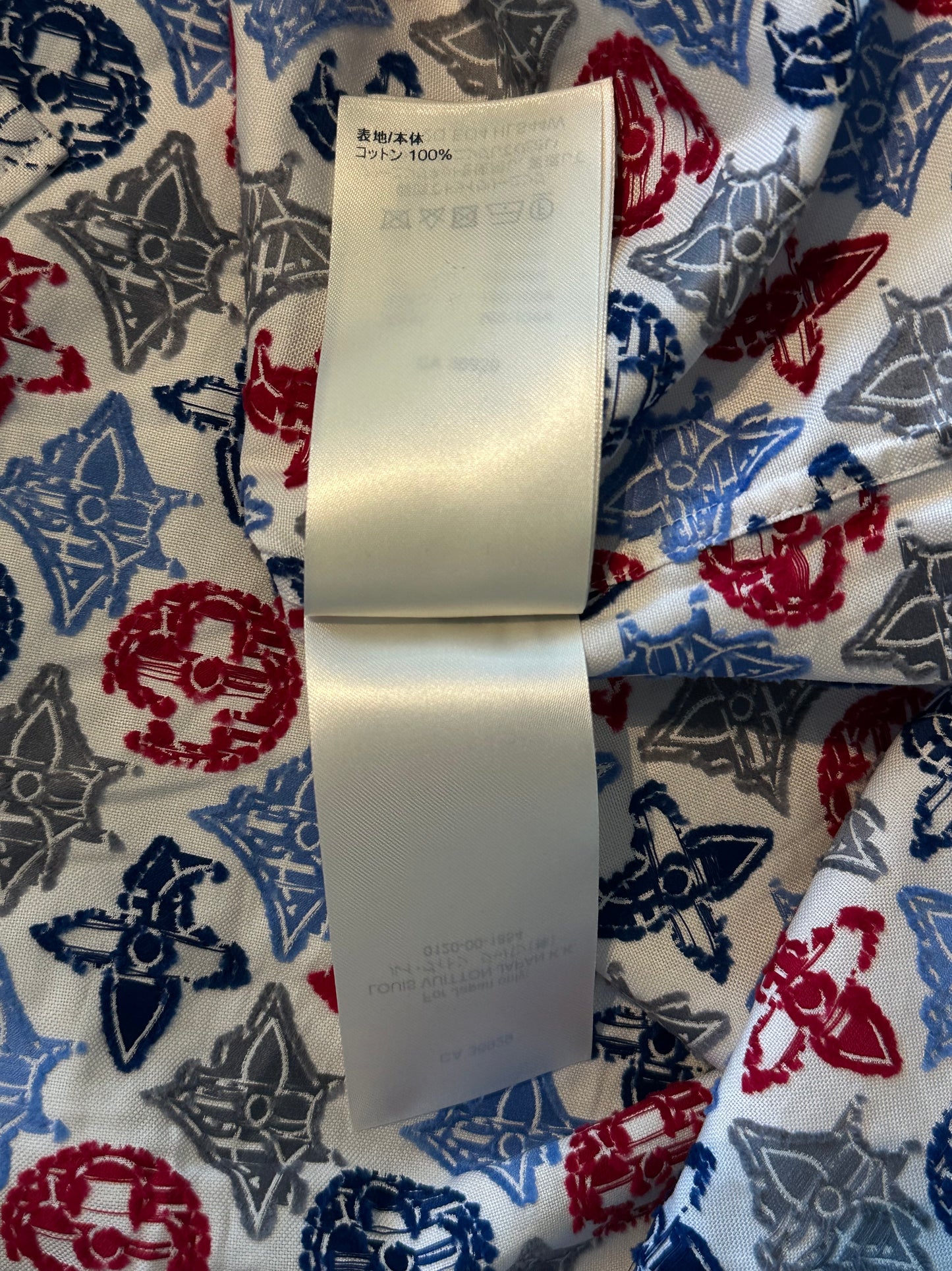 Louis Vuitton White Multicolor Embroidered Monogram Button Up Shirt