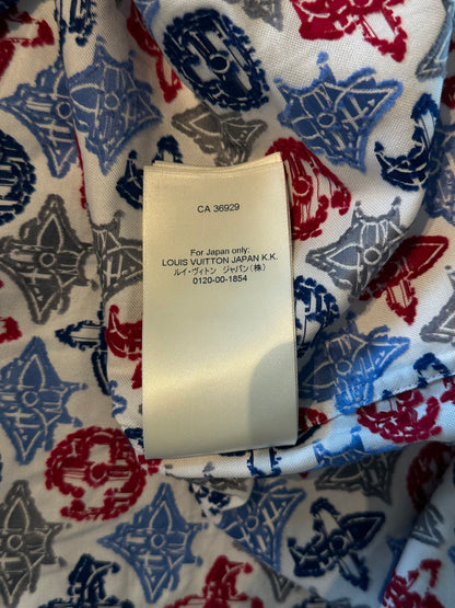 Louis Vuitton White Multicolor Embroidered Monogram Button Up Shirt