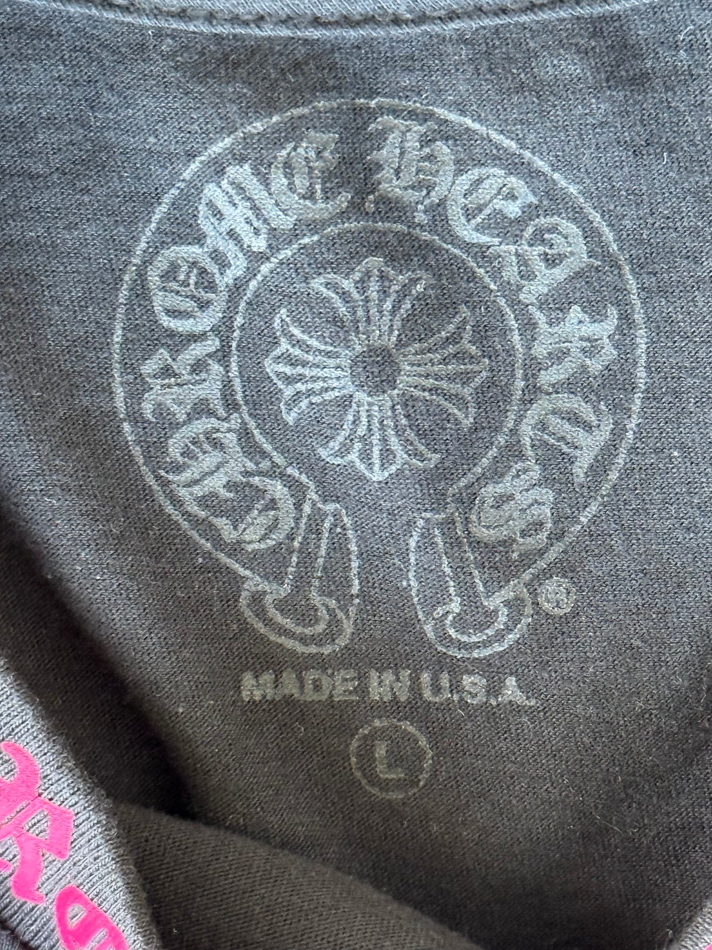 Chrome Hearts Black & Pink Neck Logo Longsleeve T-Shirt