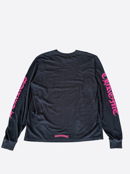 Chrome Hearts Black & Pink Neck Logo Longsleeve T-Shirt