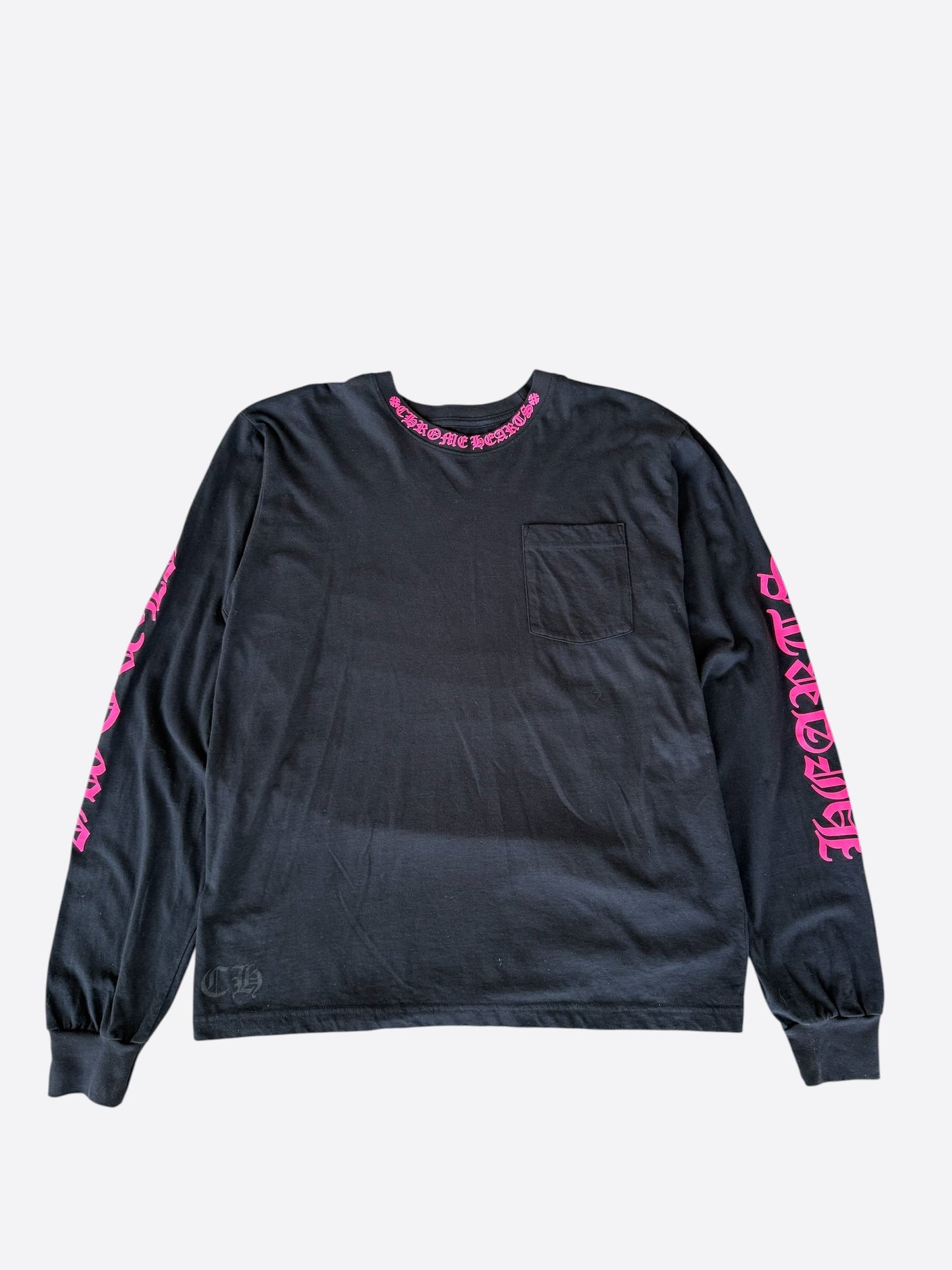 Chrome Hearts Black & Pink Neck Logo Longsleeve T-Shirt