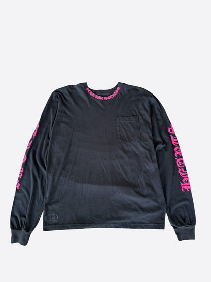 Chrome Hearts Black & Pink Neck Logo Longsleeve T-Shirt