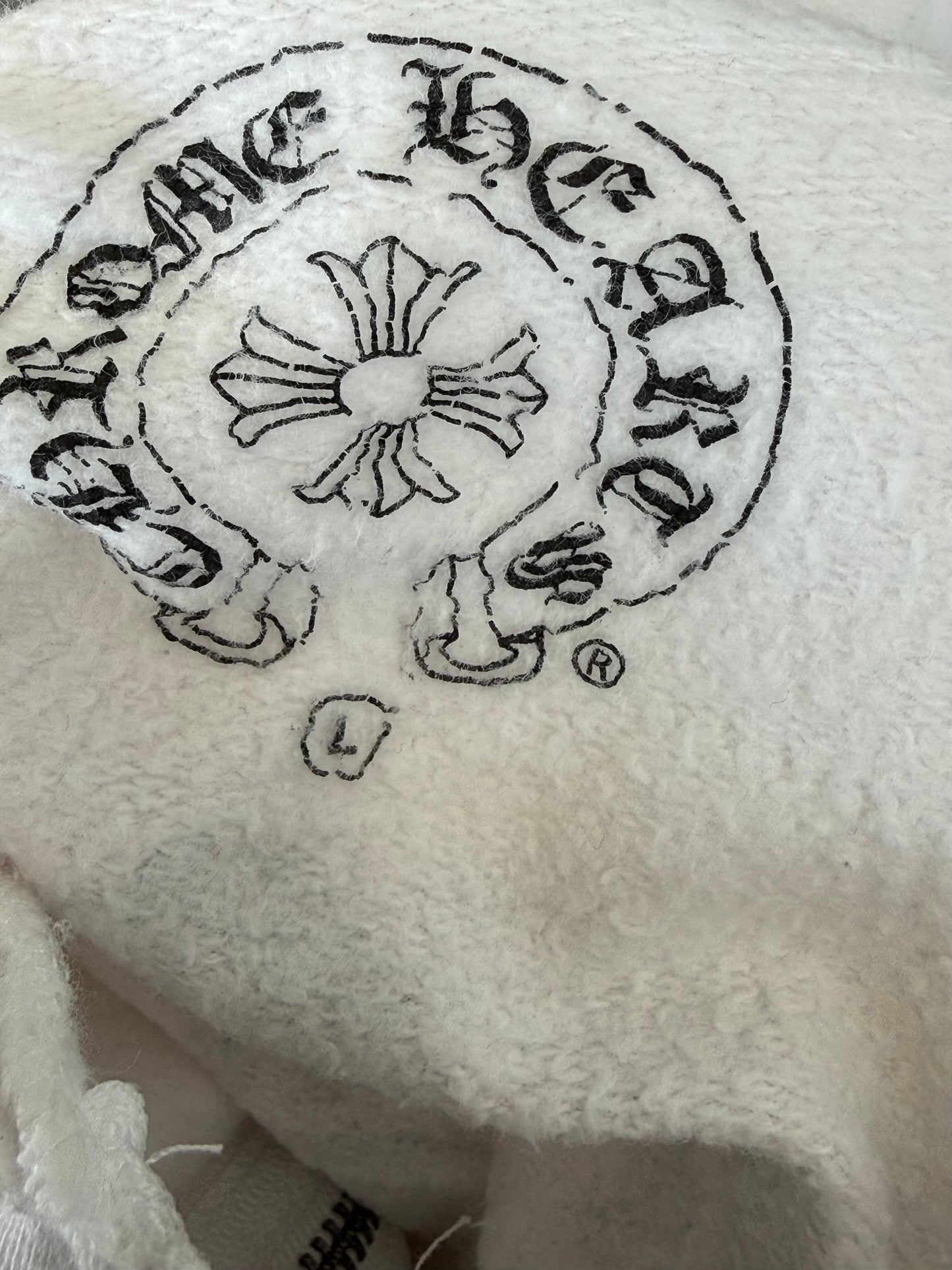 Chrome Hearts White & Black Fleur De Lis Logo Zip Up Hoodie