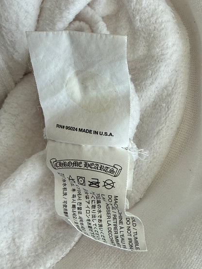 Chrome Hearts White & Black Fleur De Lis Logo Zip Up Hoodie