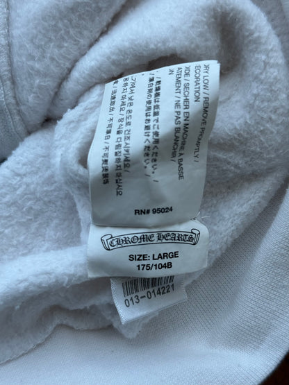 Chrome Hearts White & Black Fleur De Lis Logo Zip Up Hoodie