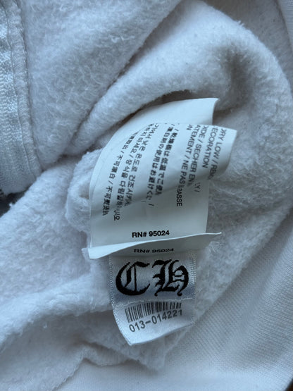 Chrome Hearts White & Black Fleur De Lis Logo Zip Up Hoodie
