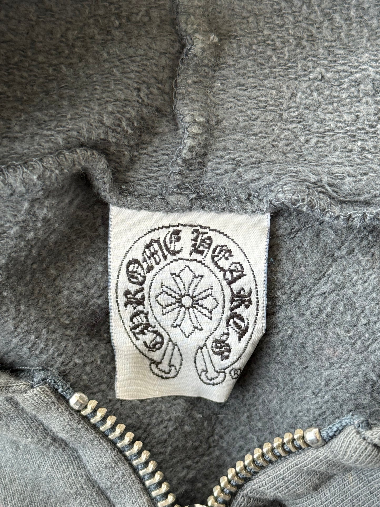 Chrome Hearts Grey & Black Horseshoe Logo Zip Up Hoodie