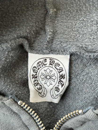 Chrome Hearts Grey & Black Horseshoe Logo Zip Up Hoodie