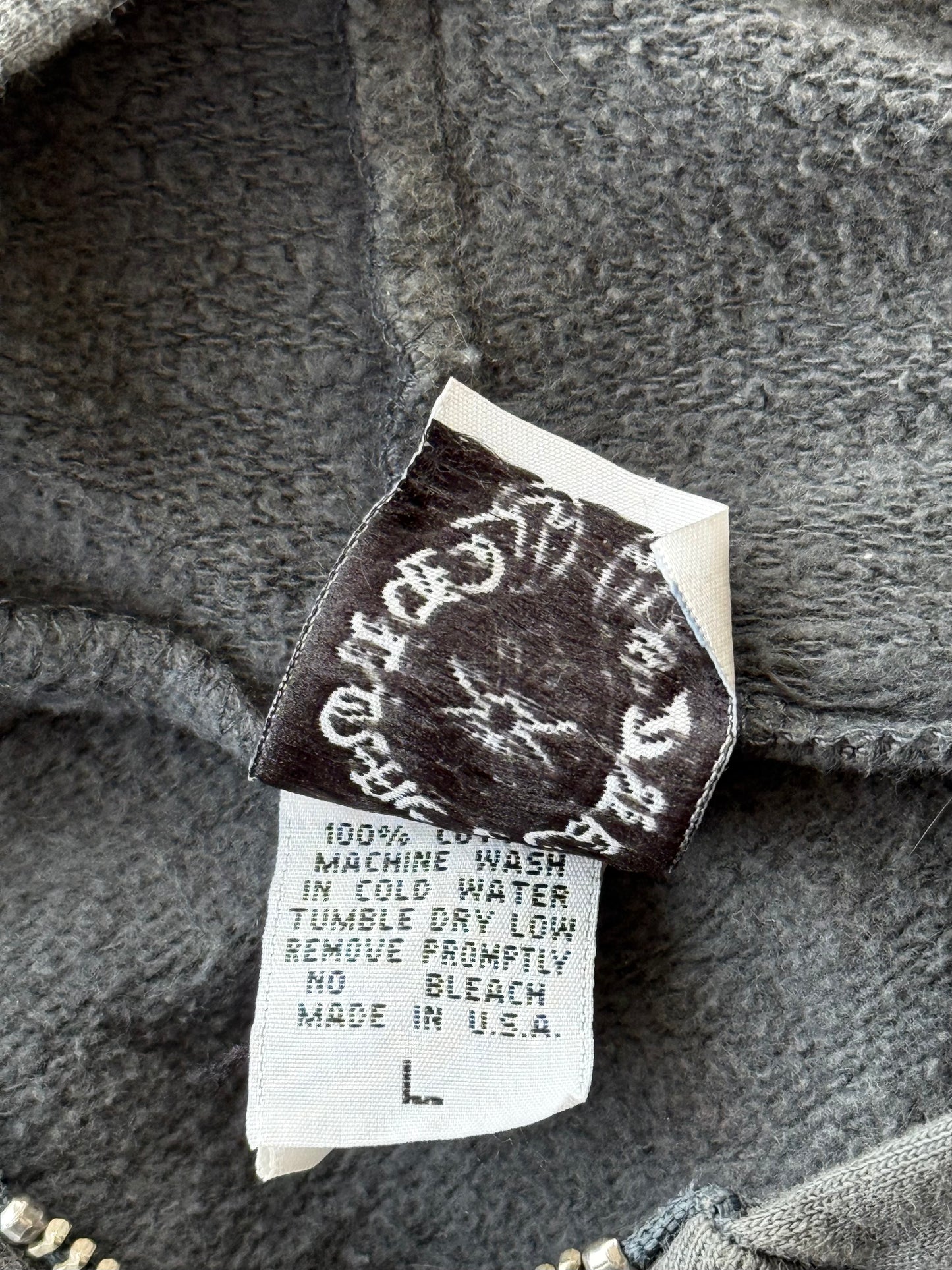 Chrome Hearts Grey & Black Horseshoe Logo Zip Up Hoodie