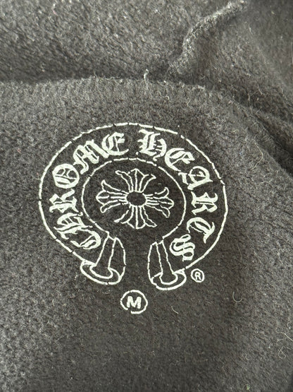 Chrome Hearts Black & White Cemetery Scroll Logo Zip Up Hoodie