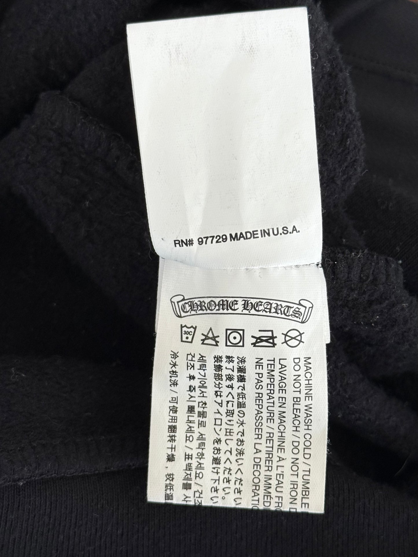 Chrome Hearts Black & White Cemetery Scroll Logo Zip Up Hoodie