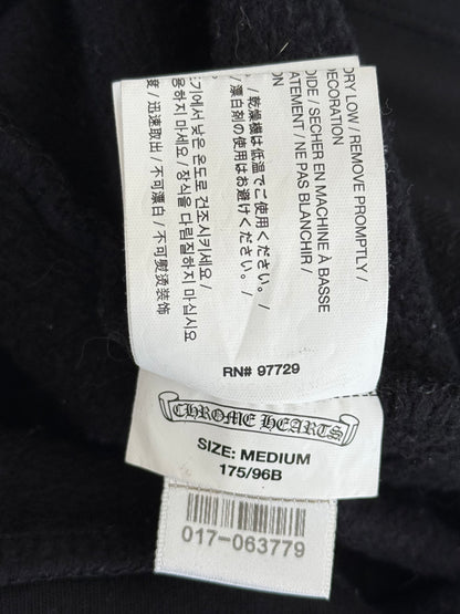 Chrome Hearts Black & White Cemetery Scroll Logo Zip Up Hoodie